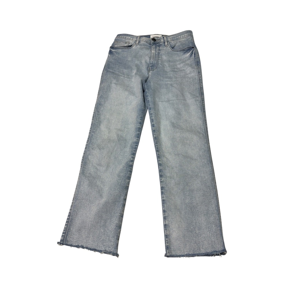 Frame Le Sylvie Slender Straight Jeans Pali Light Wash Raw Hem Womens 28X24